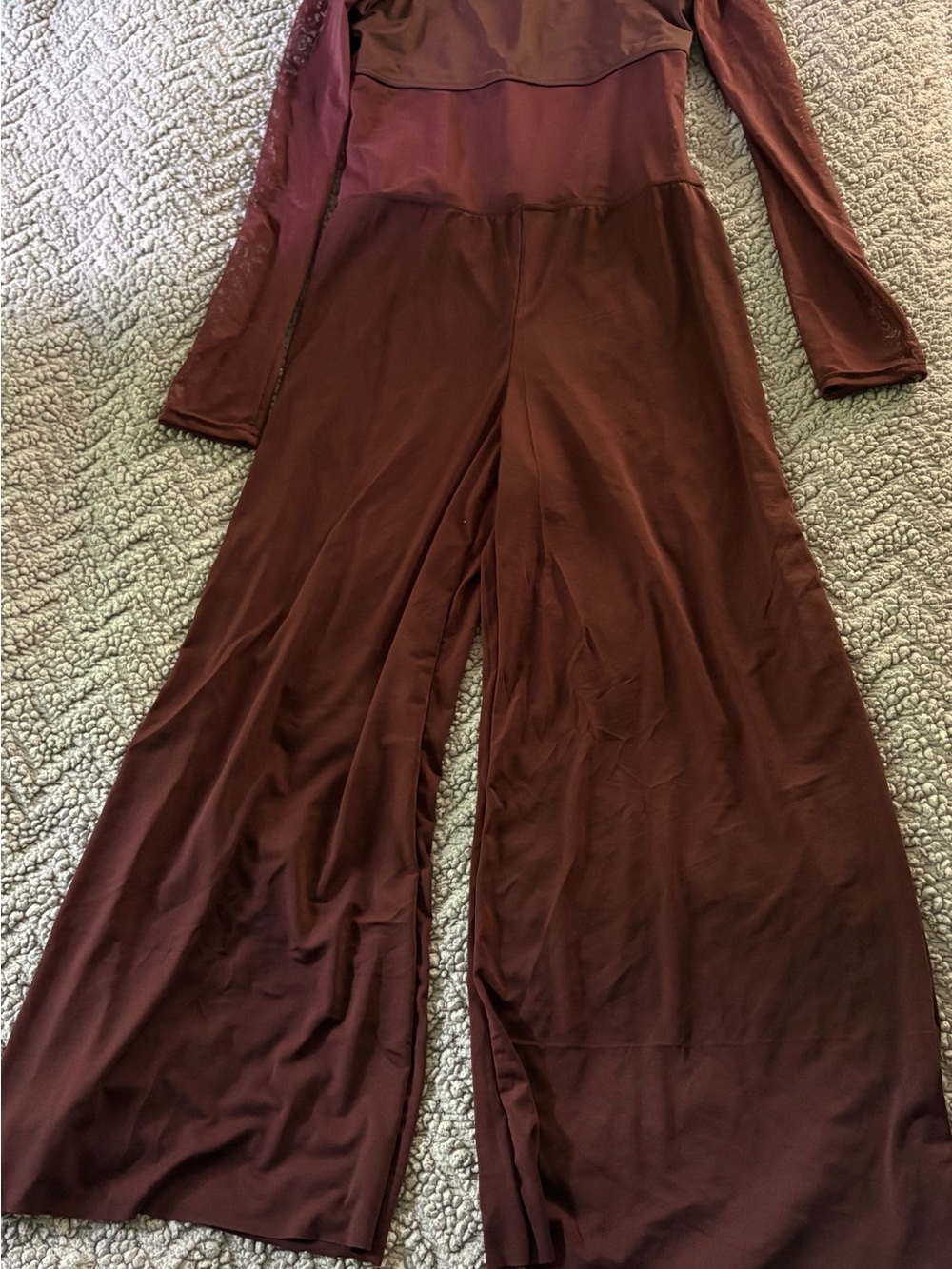 Women's Wide-Leg Jumpsuit in Deep Burgundy Dance Costume